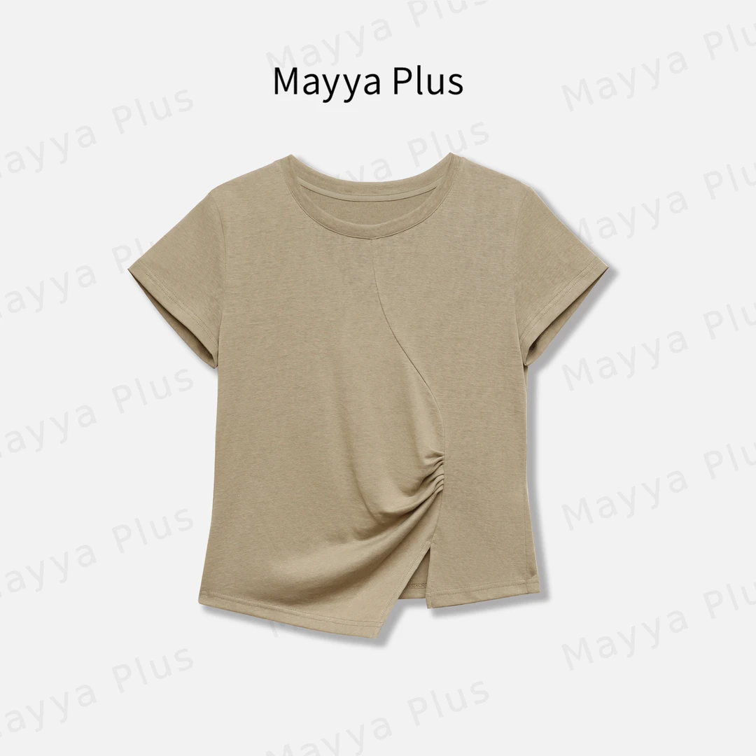 【冰摩卡】Mayya Plus麦芽定制小众设计不规则短袖休闲T恤32527032