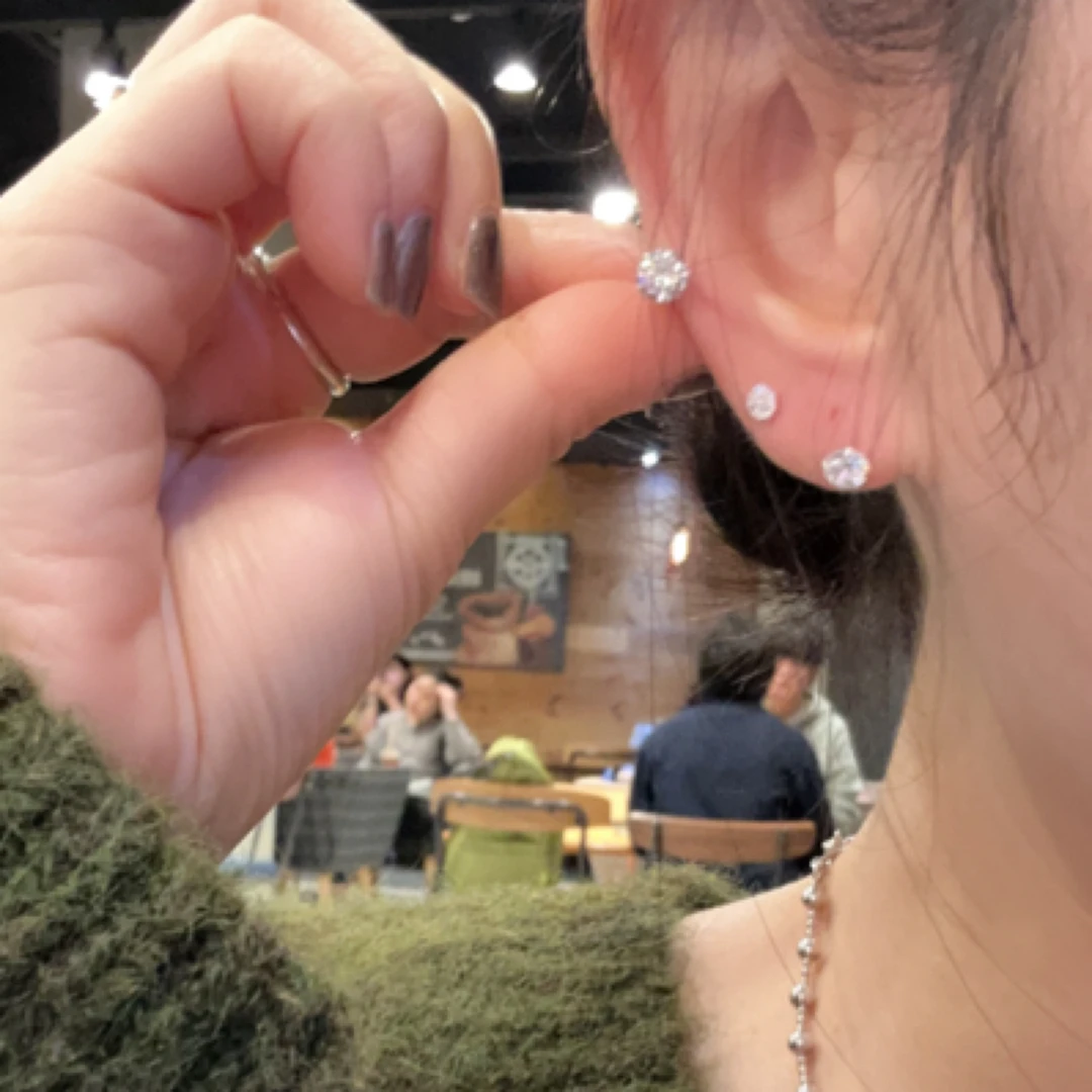 非金属仿水晶耳饰 韩国925银YY耳骨钉耳钉（单支卖）