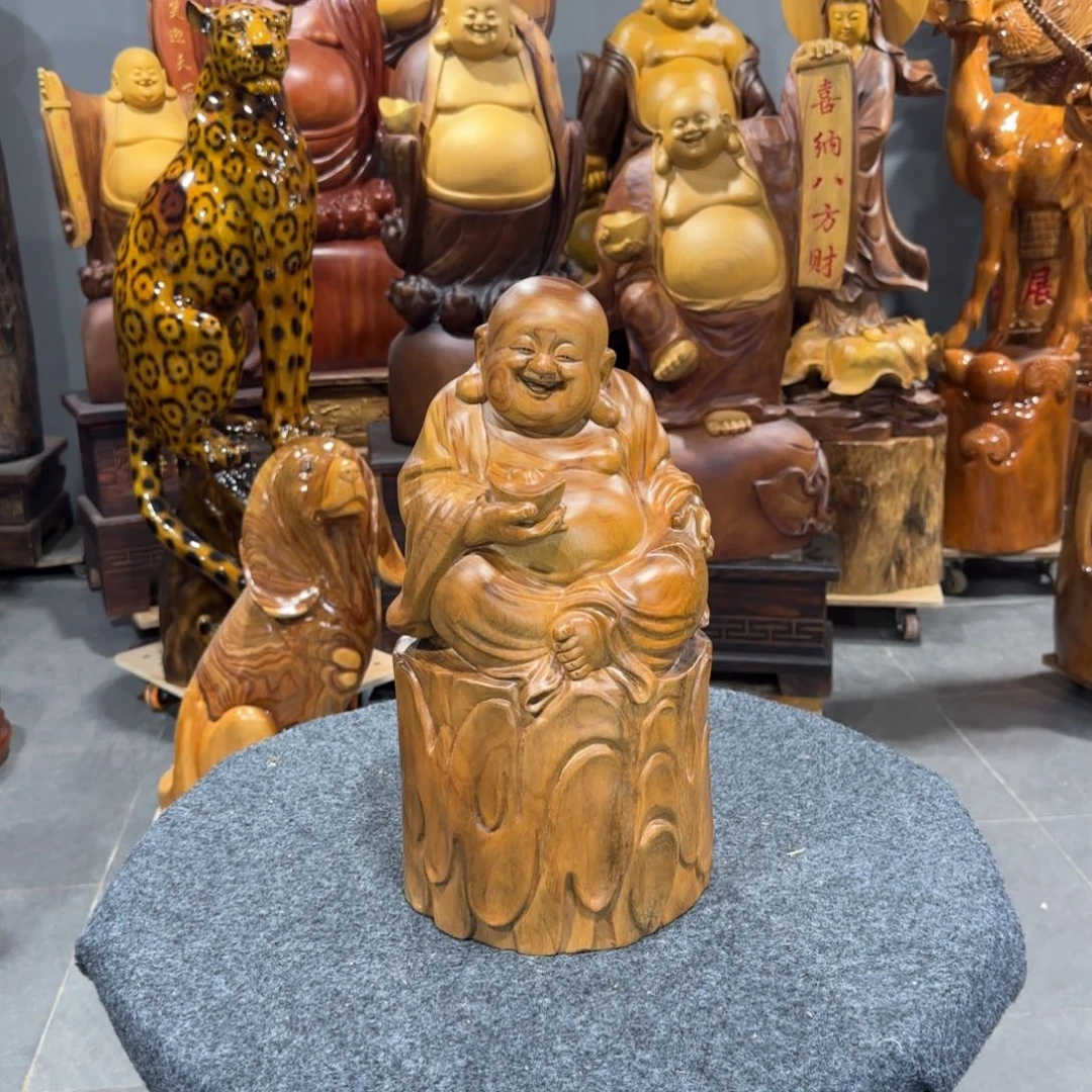 新***仓木香樟木实木雕刻弥勒