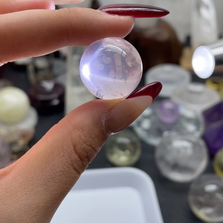水晶21六芒星粉球未镶嵌天然水晶