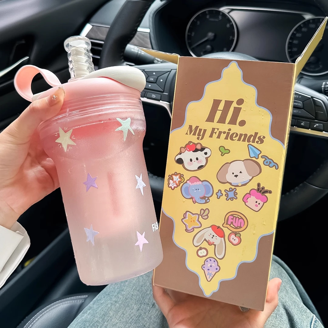 水杯女生2025新款tritan户外吸管杯大容量带茶隔夏天学生杯子便携
