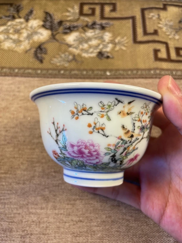 景德镇陶瓷粉彩釉上彩喝茶杯主人杯压手杯功夫茶杯