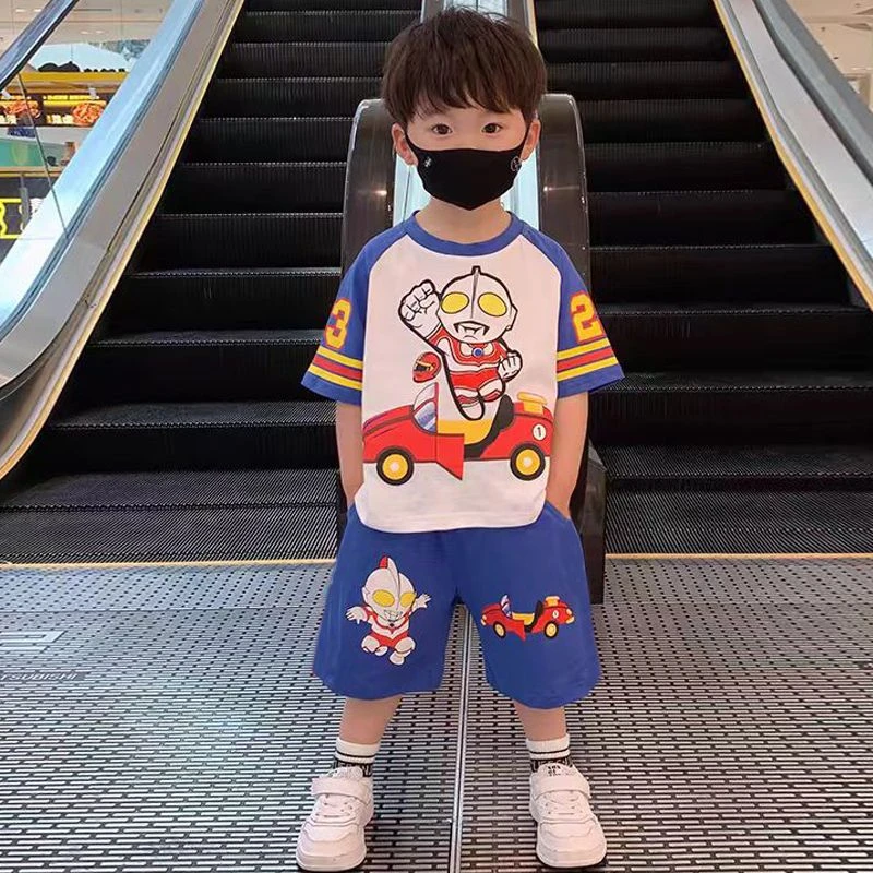 奥特曼儿童短袖套装2025新款夏天男孩夏款男宝夏装短袖痞帅儿童装