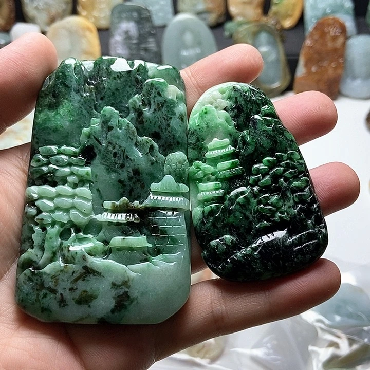 明***知翡翠未镶嵌颈饰翡翠a货