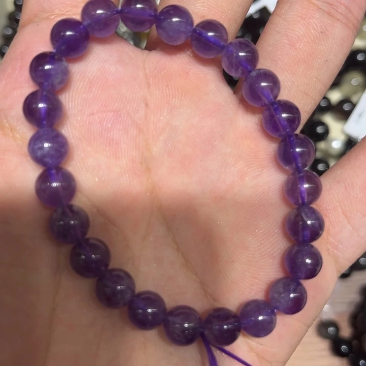 烟晶手链银S925镶嵌天然乌拉圭紫水晶手串