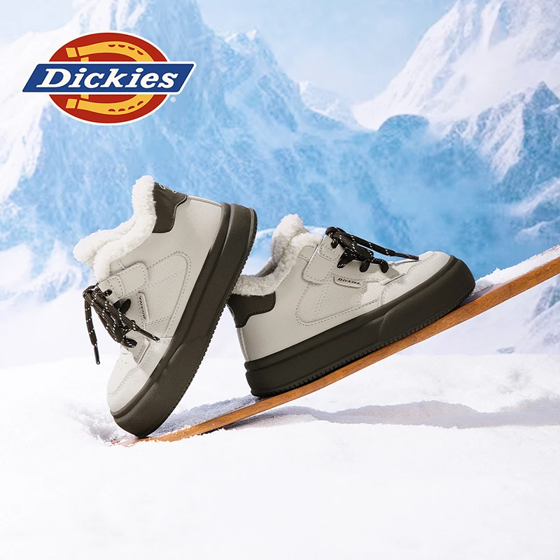 Dickies儿童冬季新款时尚运动休闲板鞋加绒加厚保暖中高帮雪地靴