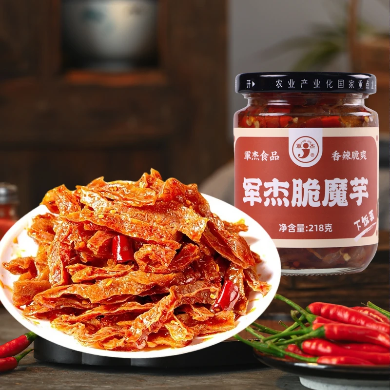 军杰香辣脆魔芋干拌饭拌面下饭菜麻辣魔芋条218g