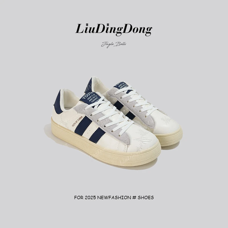 【刘叮咚女鞋】多巴胺厚底板鞋女款2025小众百搭小白鞋运动休闲鞋