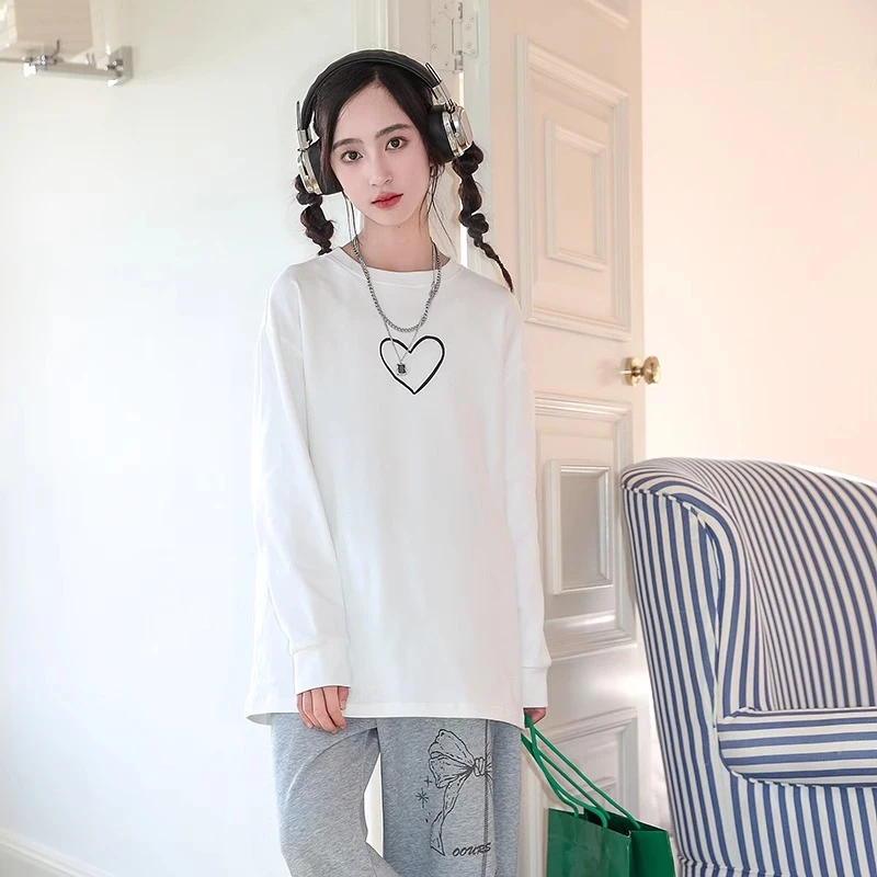 骄骄虎2025春季新款女大童长袖t恤初中生圆领棉T打底百搭上衣7105