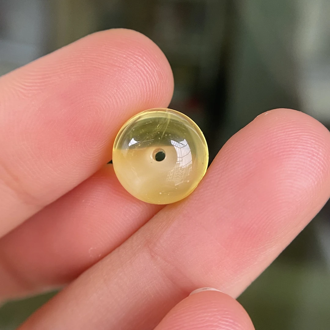 蜜蜡金胶蜜扣子隔珠11.8×8.7mm，清货不退，带天然小金沙保天然