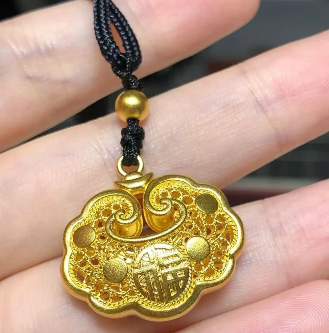 【KZ】足金999祥云如意锁 一单发一件