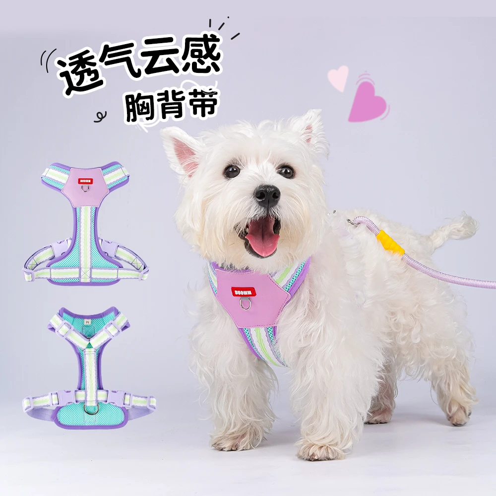 朵猫猫狗牵引绳约克夏中小型犬背心式胸背狗链外出宠物遛狗牵引绳
