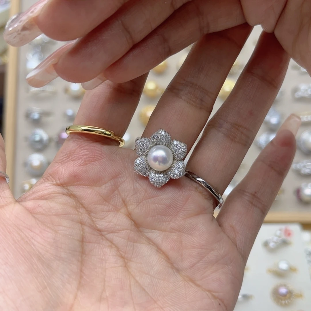如***音合金淡水珍珠戒指