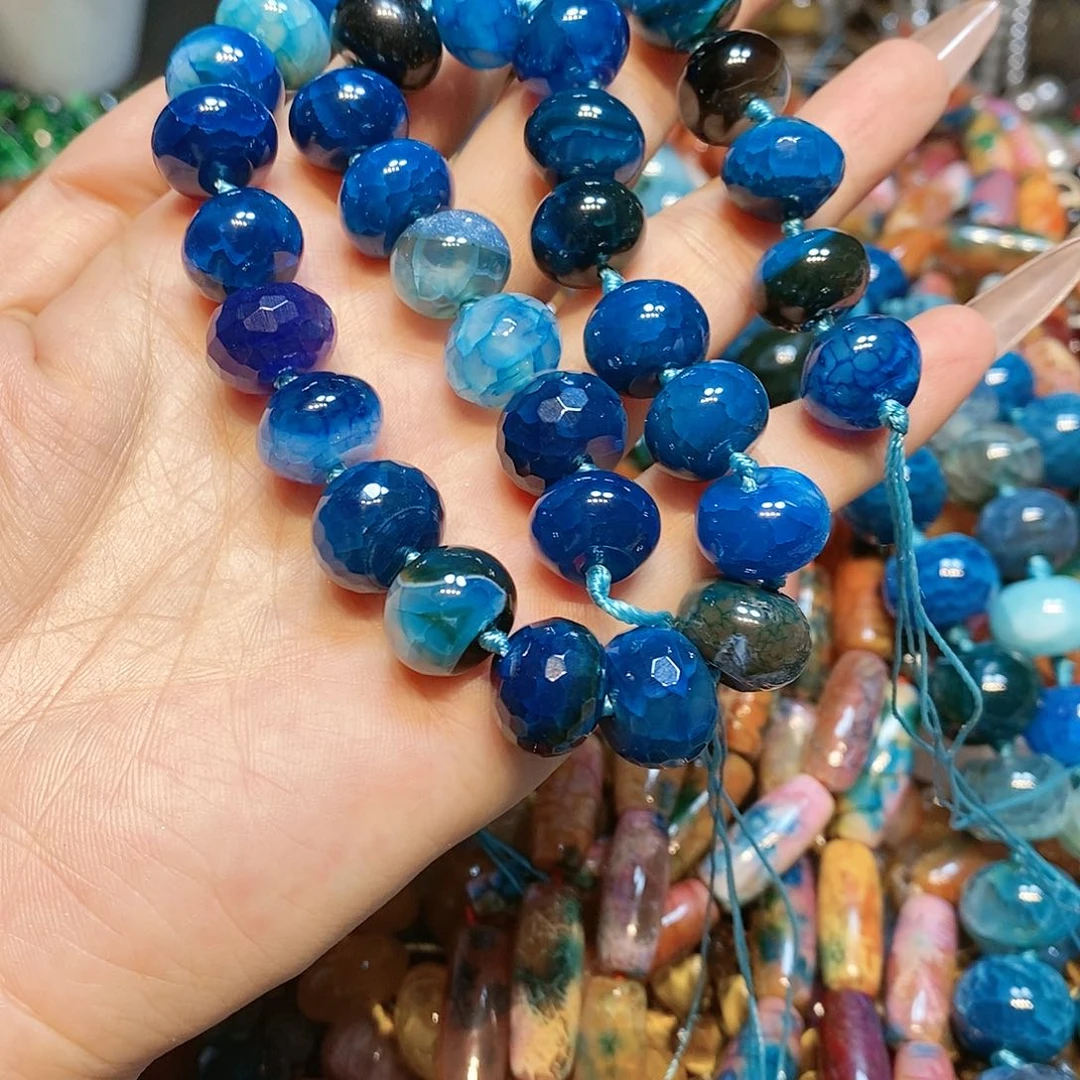 玛瑙/玉髓散珠薄*龙鳞玛瑙一条14mm