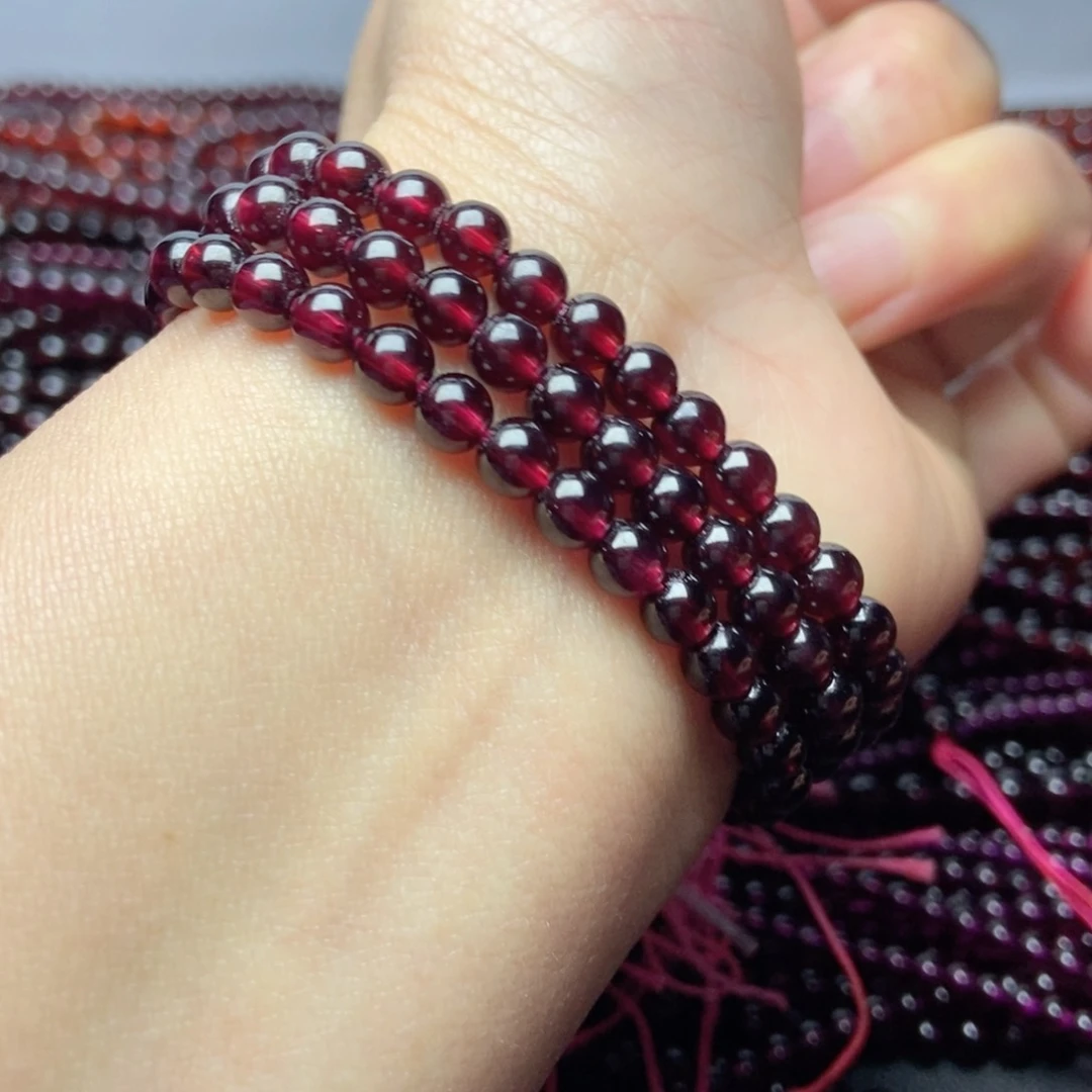 未镶嵌手链石榴石5.3酒红色