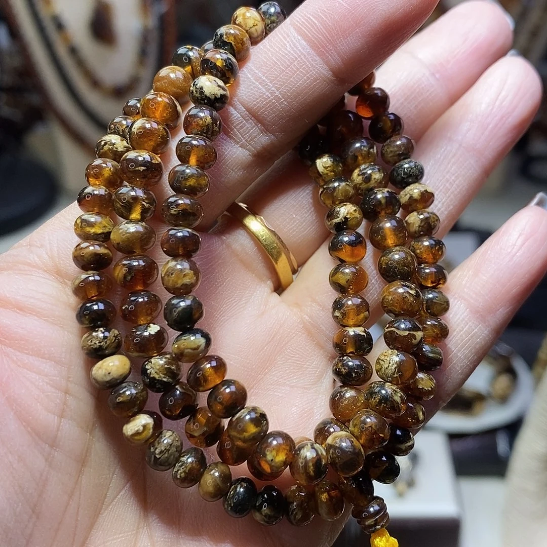 琥珀未镶嵌裸石花蜡5.5～6.7