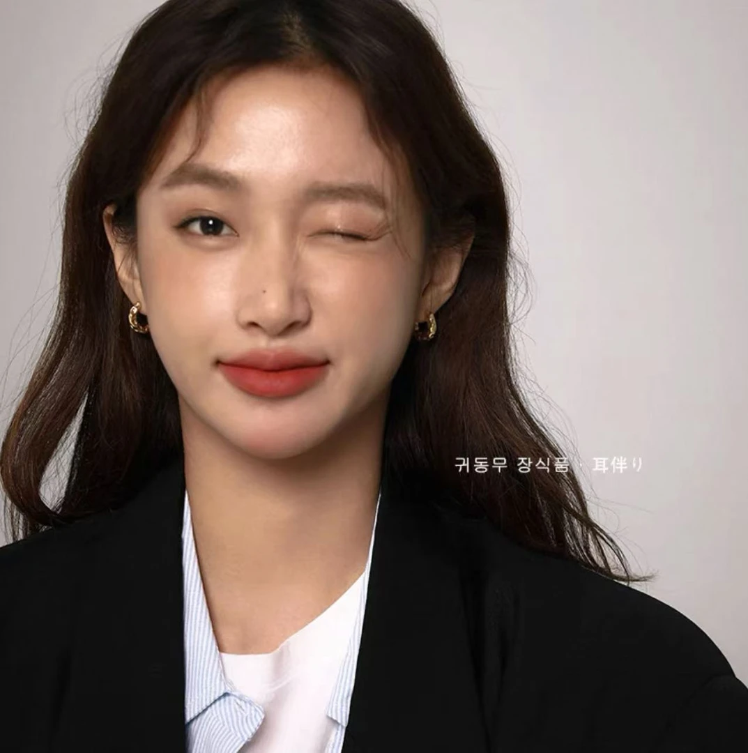 黄铜耳饰 小众设计感不规则肌理感耳环