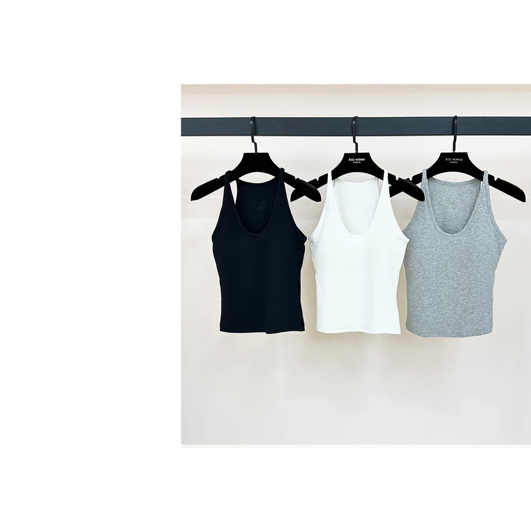 JIAYE CHAN基础款百搭吊带背心带胸垫高弹修身上衣