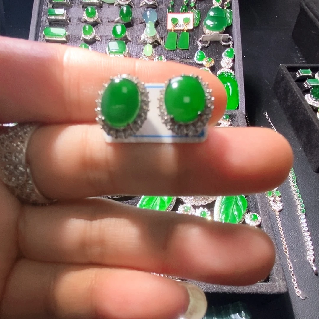 翡翠未镶嵌耳饰A货翡翠11