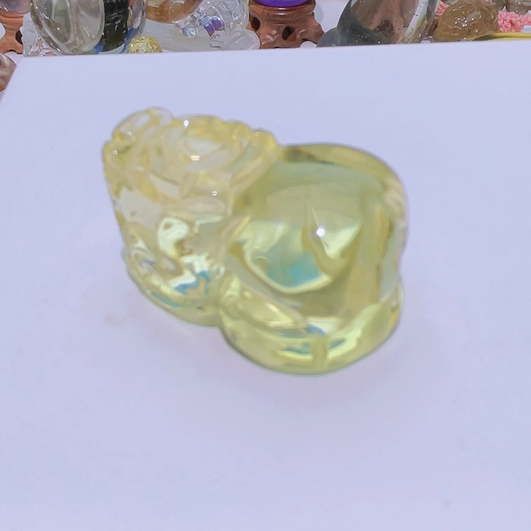 水晶未镶嵌颈饰天然黄水晶冰透净体貔貅吊坠