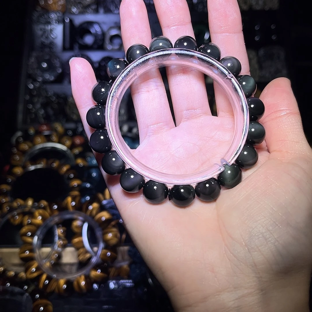 合金黑曜岩手链Q****店彩曜石10m