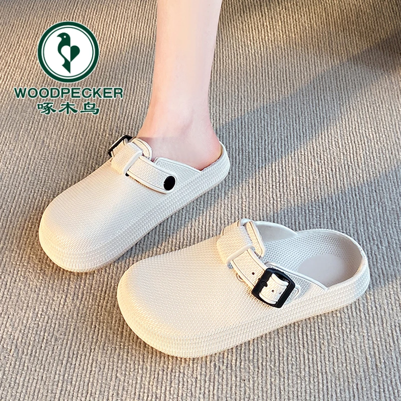 啄木鸟女鞋外穿夏季平底勃肯凉拖踩屎感软底一脚蹬海边包头半拖鞋