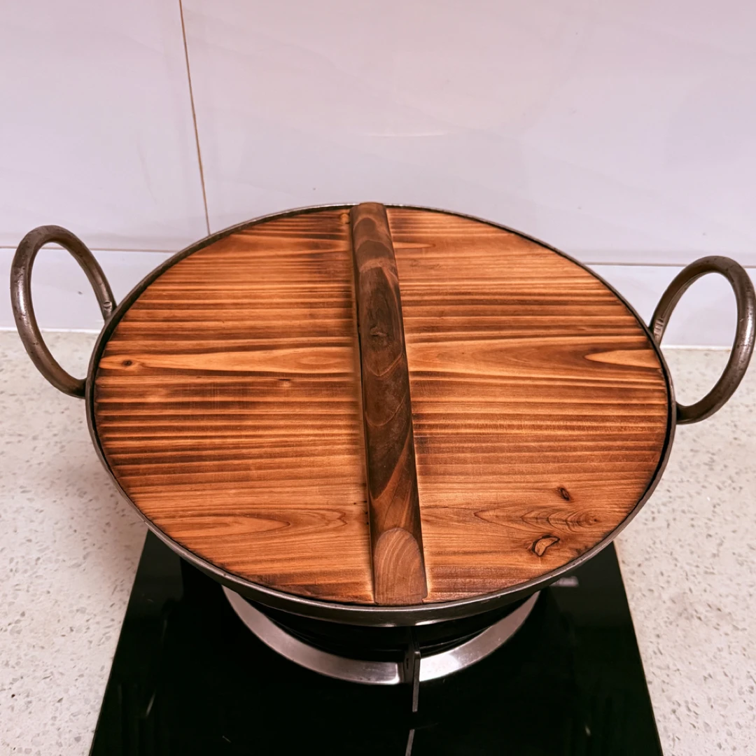 匠焰釜 32cm口径圆底锅双耳锅 深10cm 重2.2kg左右 总高17cm防水