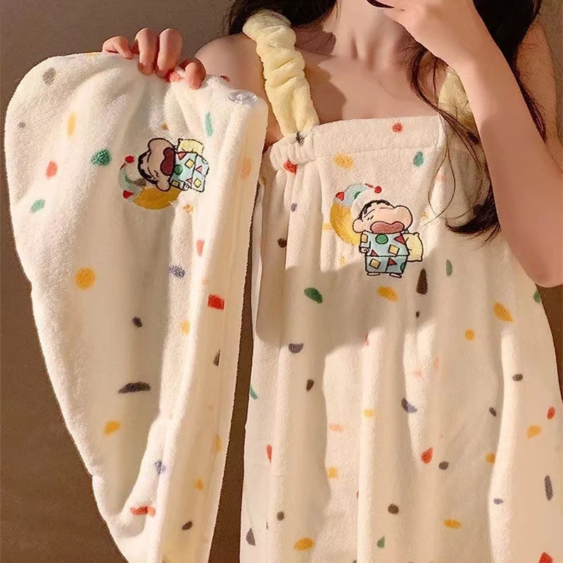 可爱蜡笔小新干发帽女超强吸水速干包头发毛巾浴帽成人学生珊瑚绒