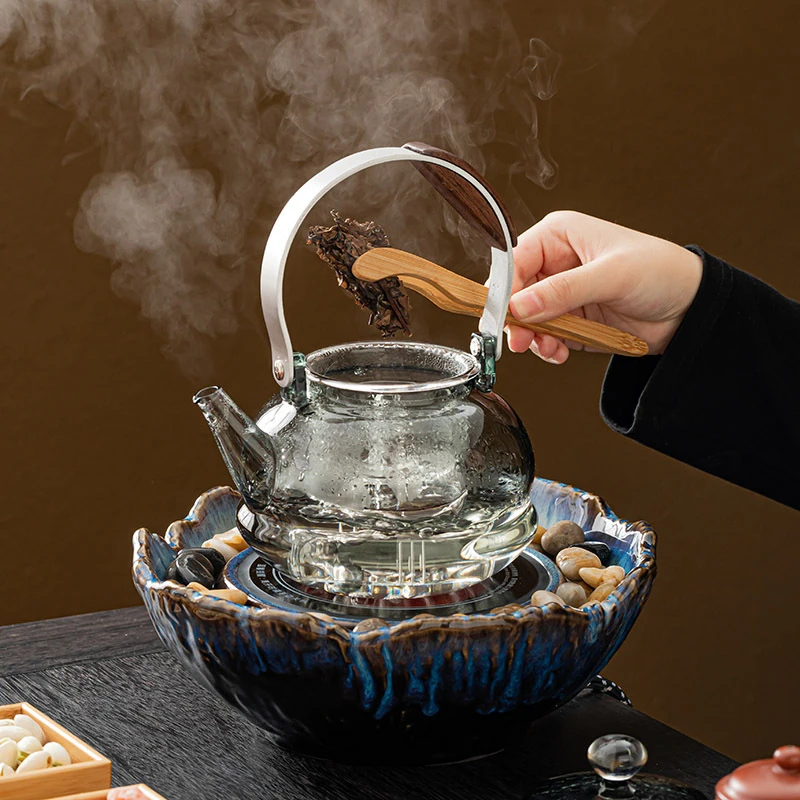 围炉煮茶家用泡茶具全套陶瓷电陶炉煮茶玻璃烧水壶耐高温煮茶炉器