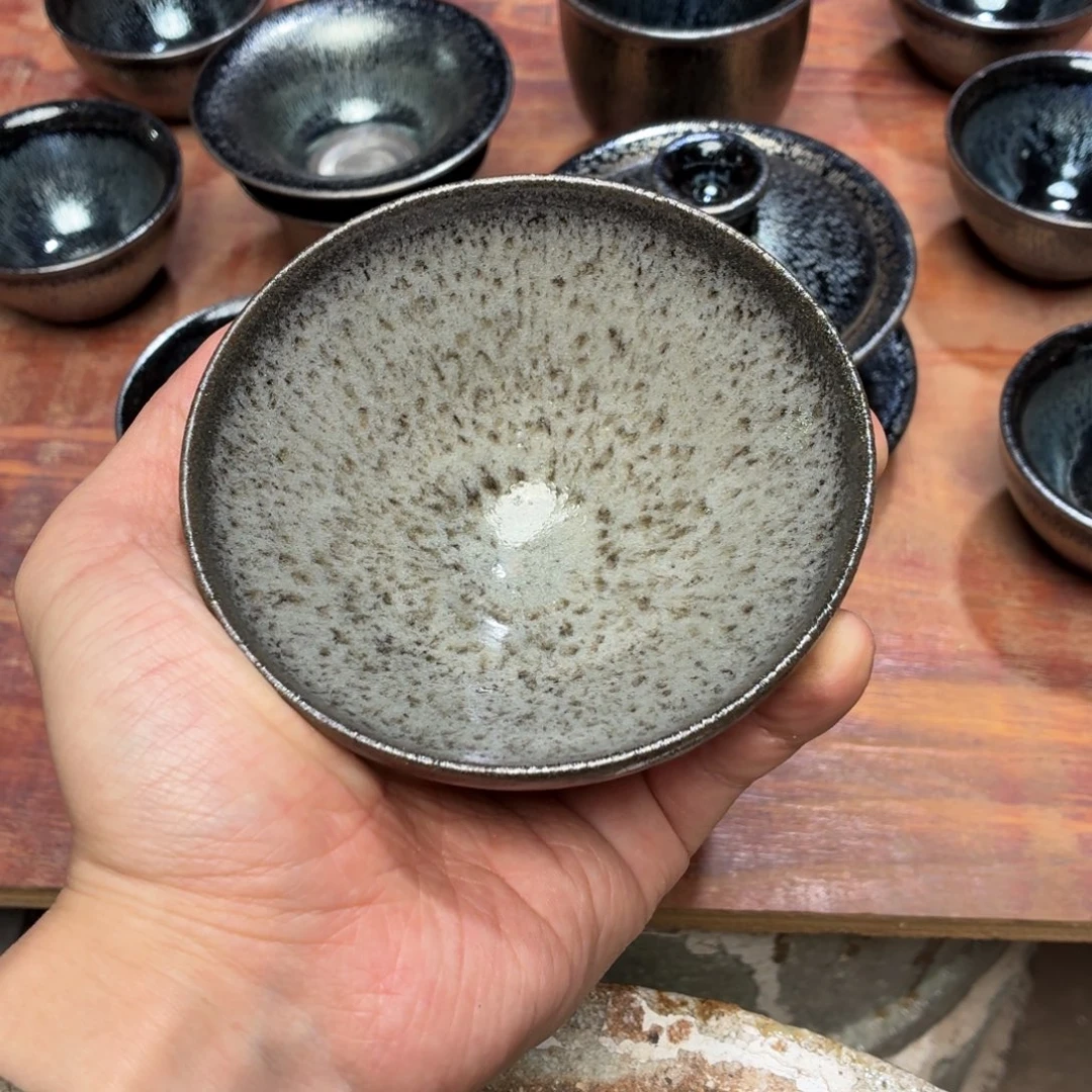 茶盏寒*龙窑柴烧精品灰贝豹纹
