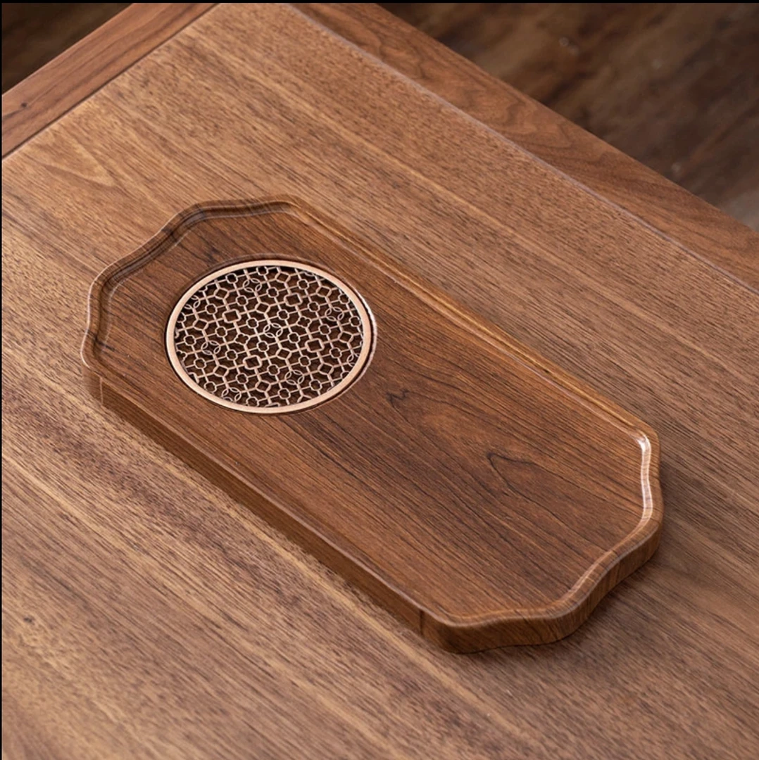 黑胡桃木茶盘 色干泡茶盘高端家用茶托盘国潮风简约托盘功夫茶具