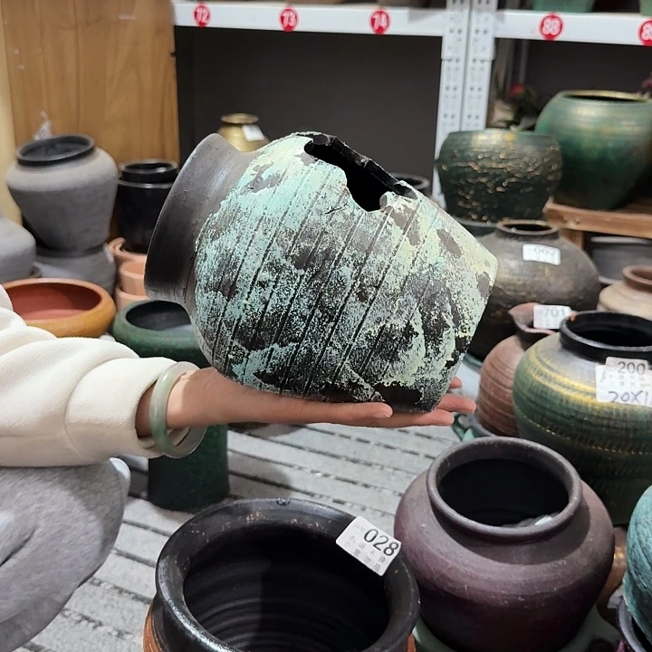 彩绘卧盆高度20口径12