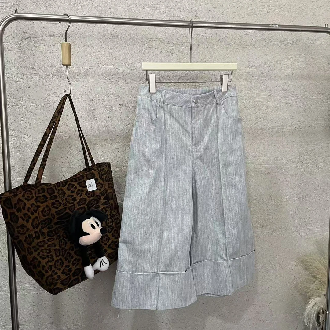 【 雨•美 推荐 】H26浅灰色休闲百搭七分阔腿裤