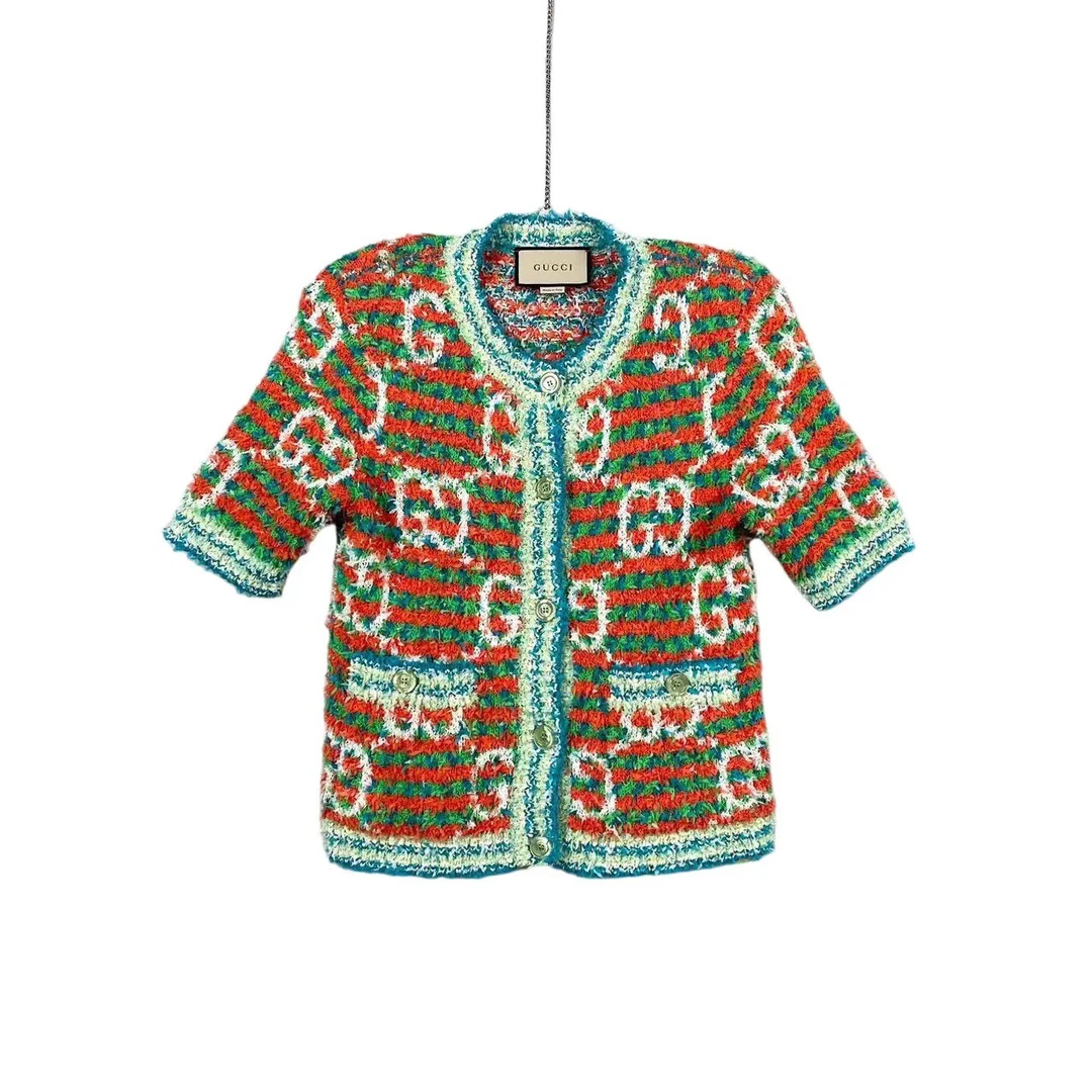 95新 GUCCI/古驰 23303 满印小香风编制开衫 xs码