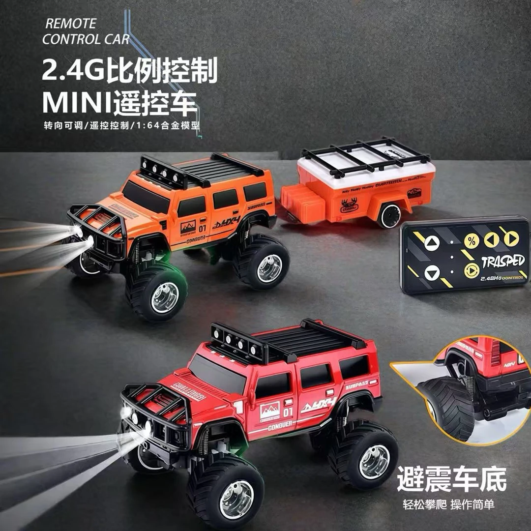 玩40分钟可充电1:64迷你合金遥控大脚越野车可调速男孩儿童玩具车