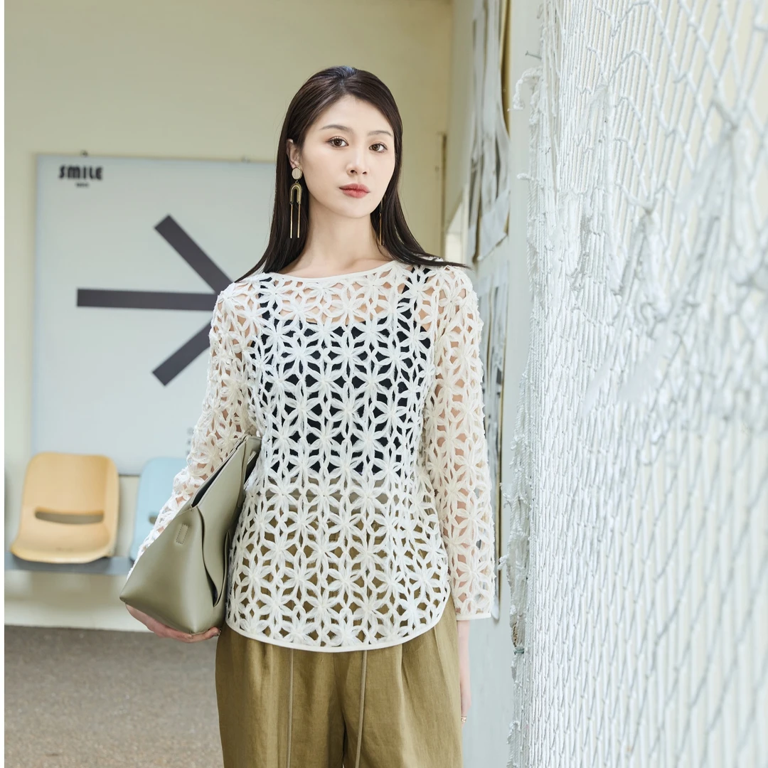 【水映】镂空针织衫随性叠穿小衫 x1319