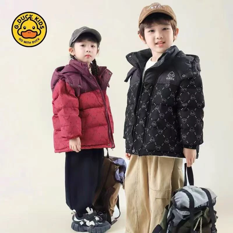 小黄鸭黑金羽绒服中小童儿童宝宝冬季鸭绒外套
