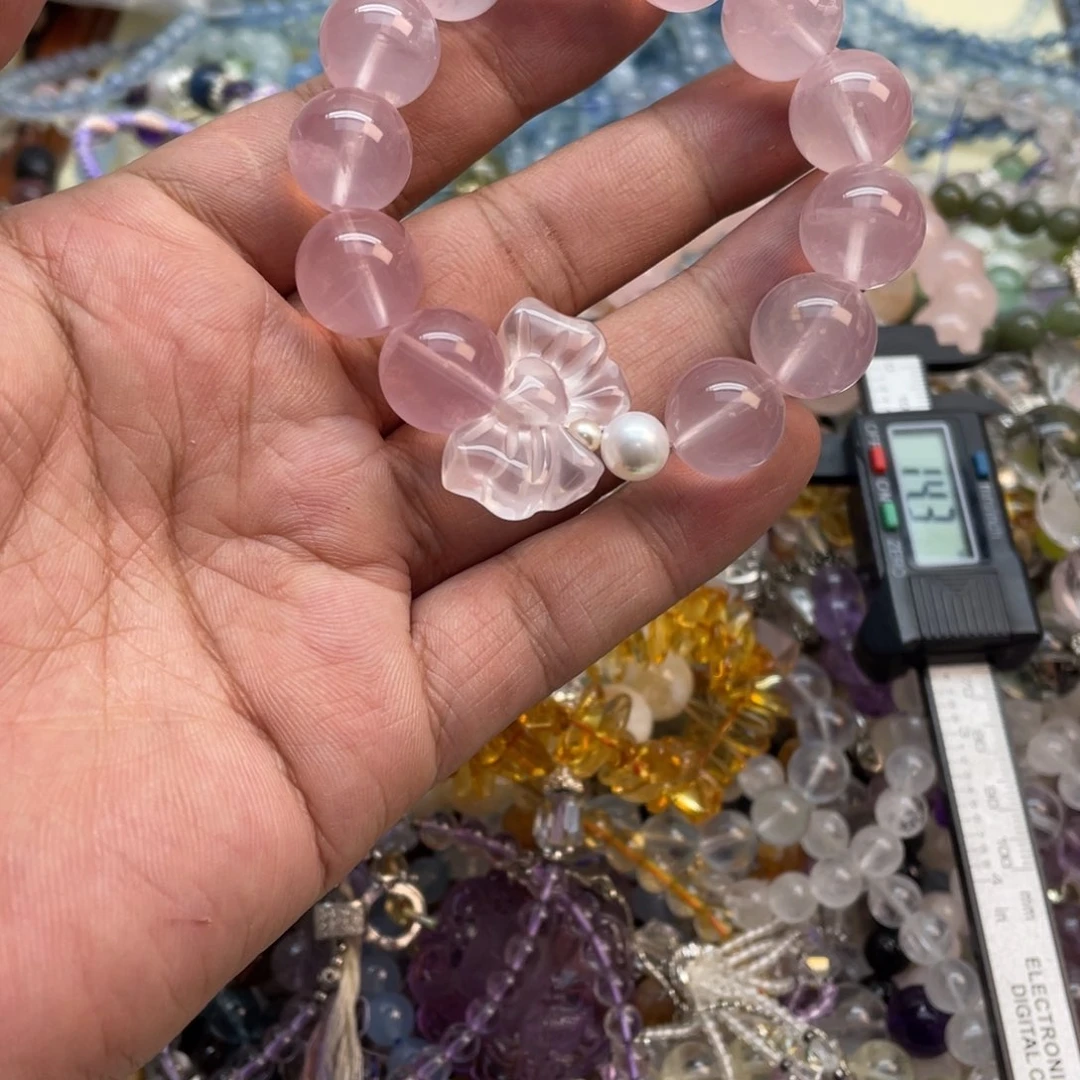 银S925镶嵌手链烟晶