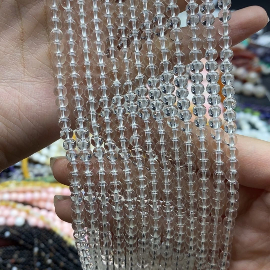 未镶嵌玛瑙/玉髓珠宝半成品一条纯天然双A净体白水晶4.5mm