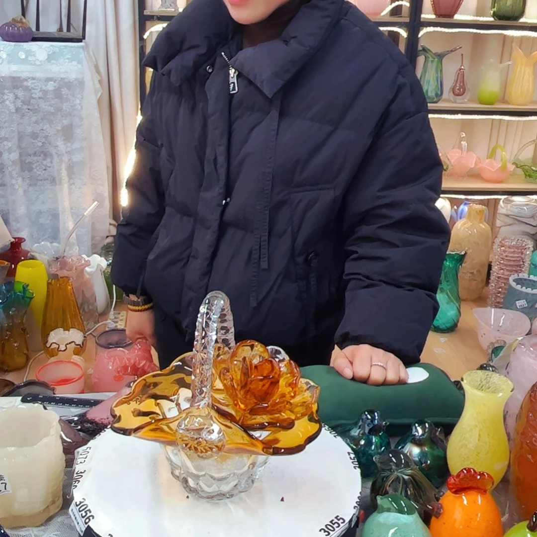 一套1花1篮家悦琉璃工艺品