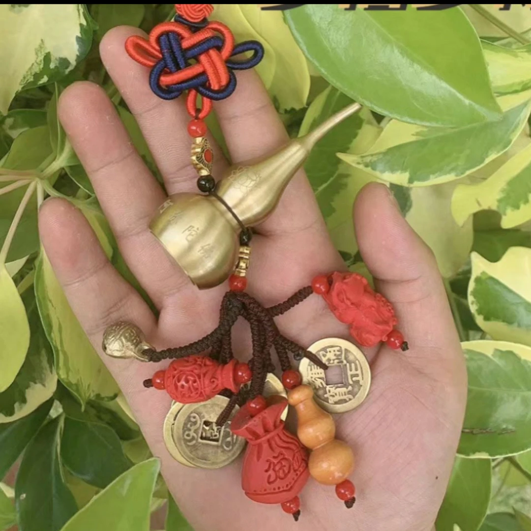 含辰砂工艺品黄铜葫芦车（十全十美）