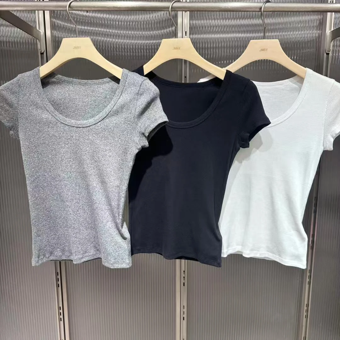 原单25夏新品短款T恤打底衫修身罗纹短袖女5X5110090