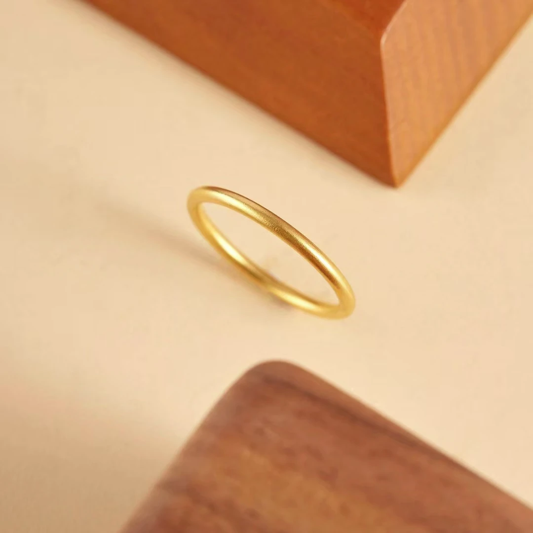 足银戒指 古法素圈闭口细戒指