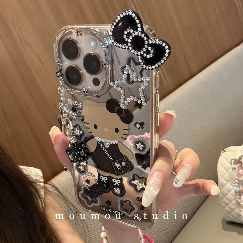 镜面小香风时尚夏天穿搭猫咪适用iPhonePromax手机壳苹果全包1413