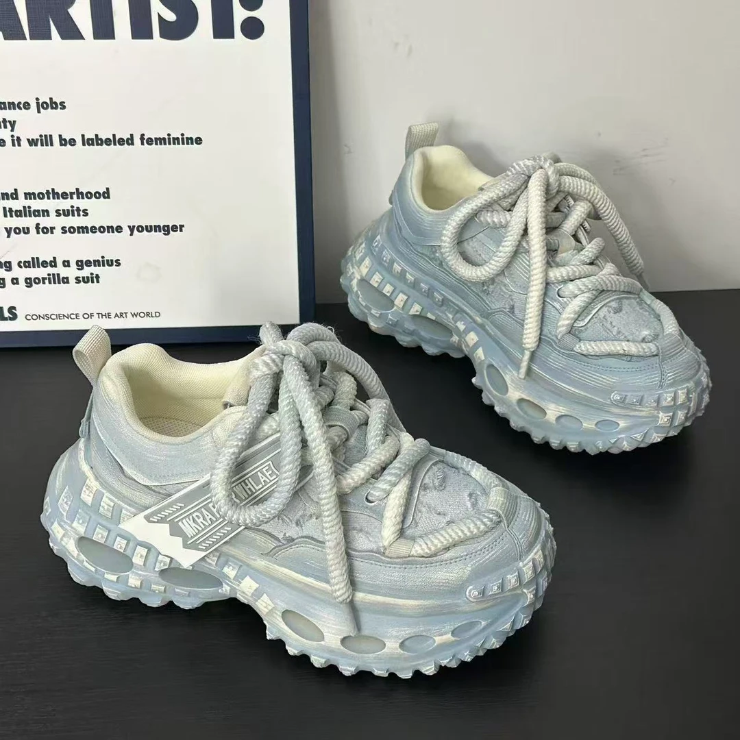 ins潮鞋百搭时尚网面透气男女老爹老爹鞋女网红款厚底老爹鞋