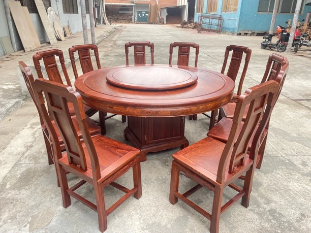 《江濠》雕花素面圆餐台餐桌椅圆桌餐厅尺寸齐全1.08米-4米多都有