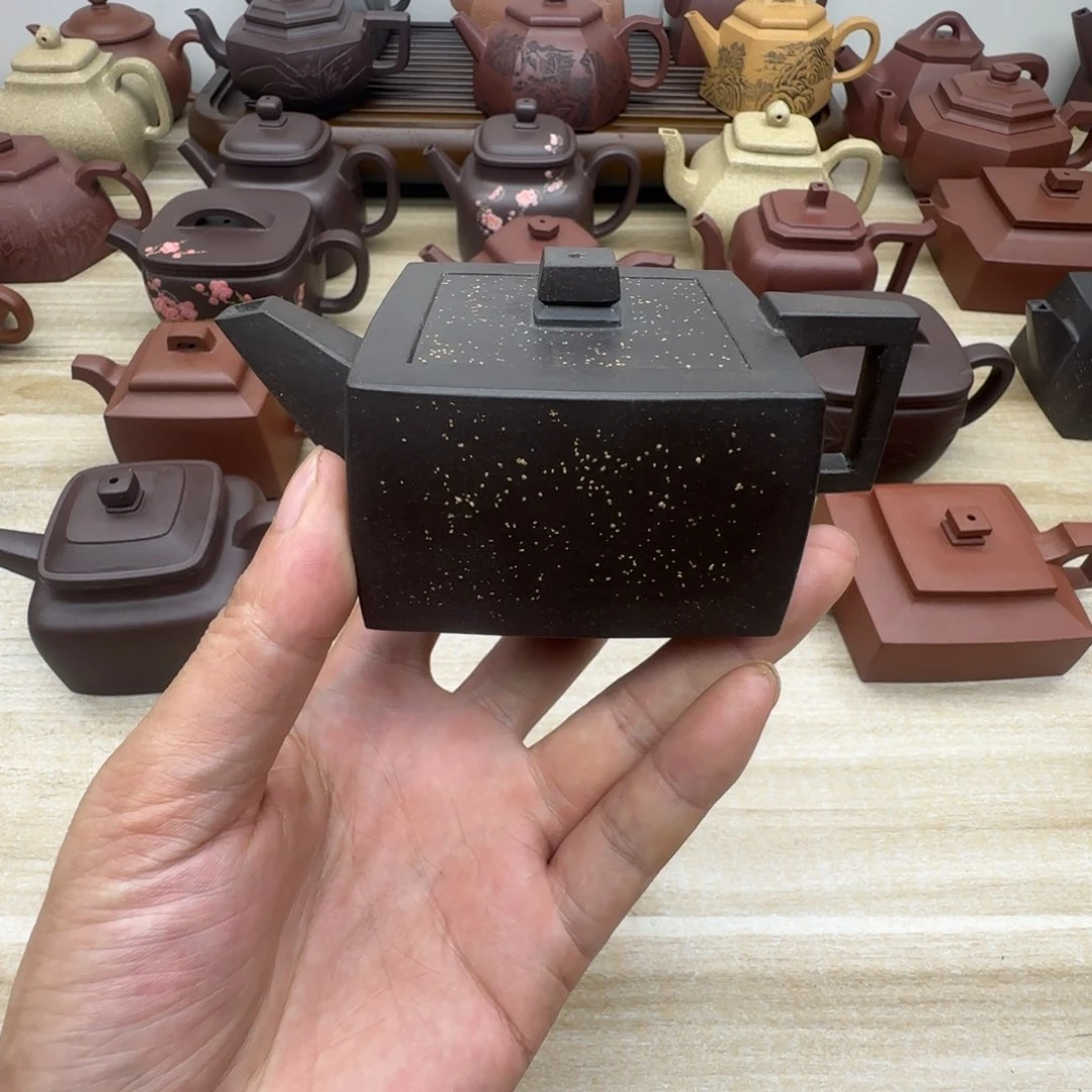 紫泥壶半手工。紫泥。四方壶130毫升
