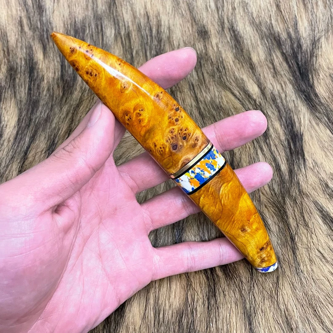 【月牙】太行陈化金丝鬼眼崖柏SKD-11三枚合一天水淬烧刃手工刀
