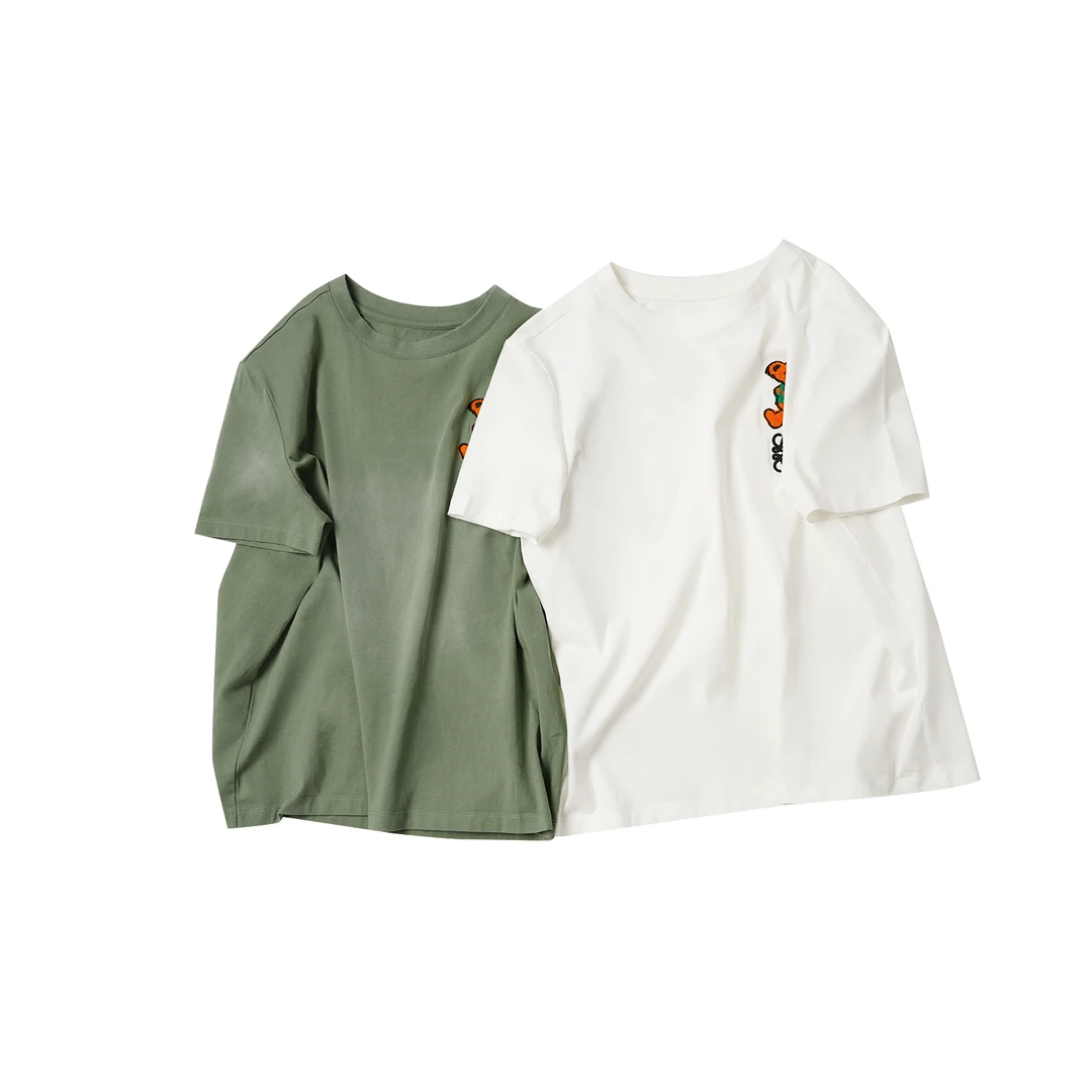 【胸口小熊刺绣短袖】TXAL56001夏季新款舒适休闲日常纯色丝滑短袖