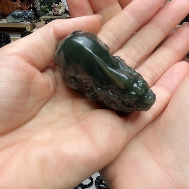 ༺***༻和田玉（墨玉）未镶嵌颈饰貔貅